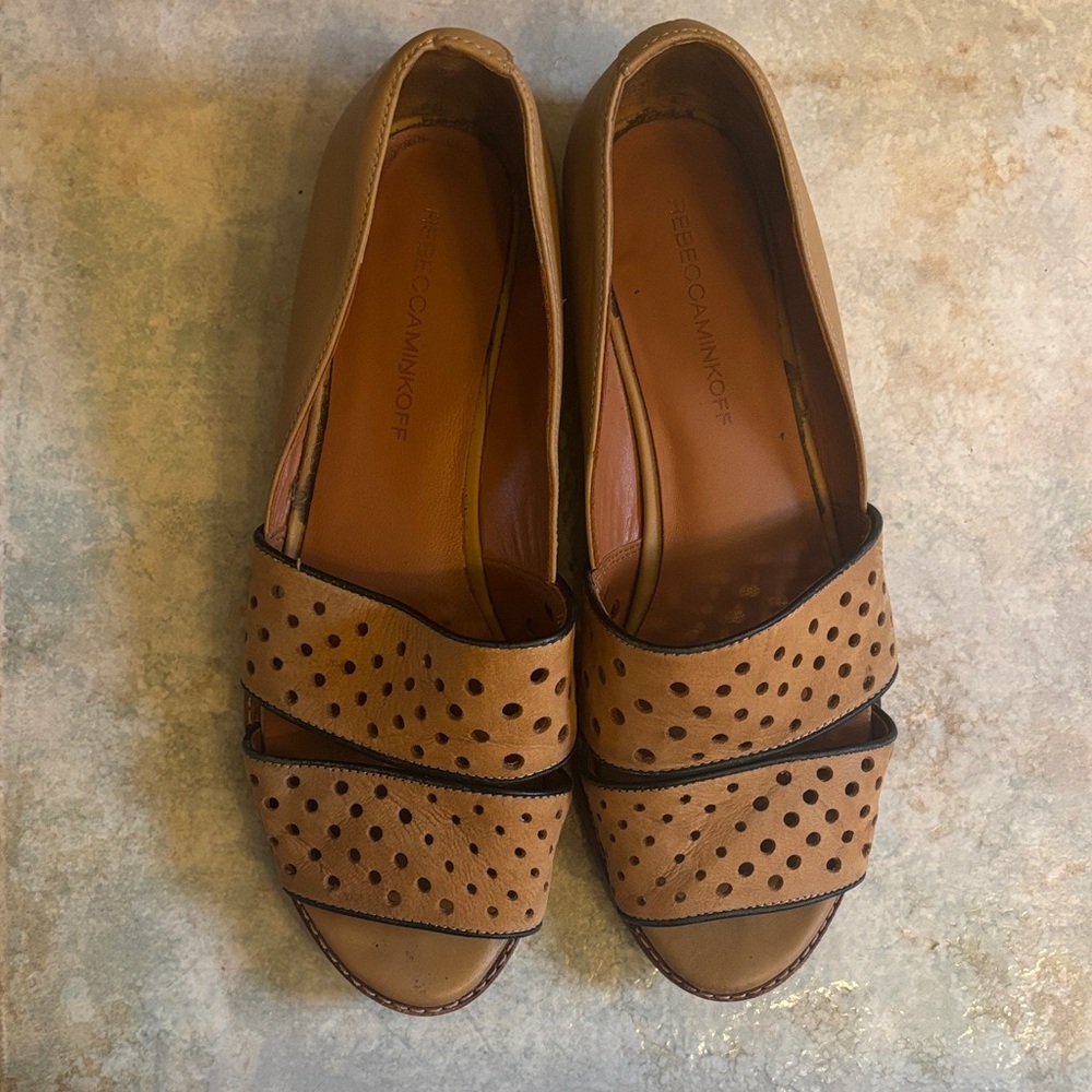 Rebecca Minkoff Beige Perforated Flats